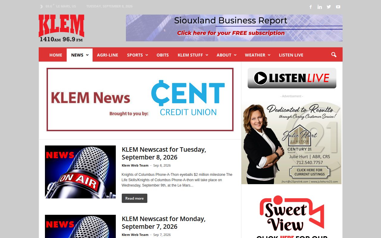 KLEM News archive used as a secondary Plymouth County arrest-news source